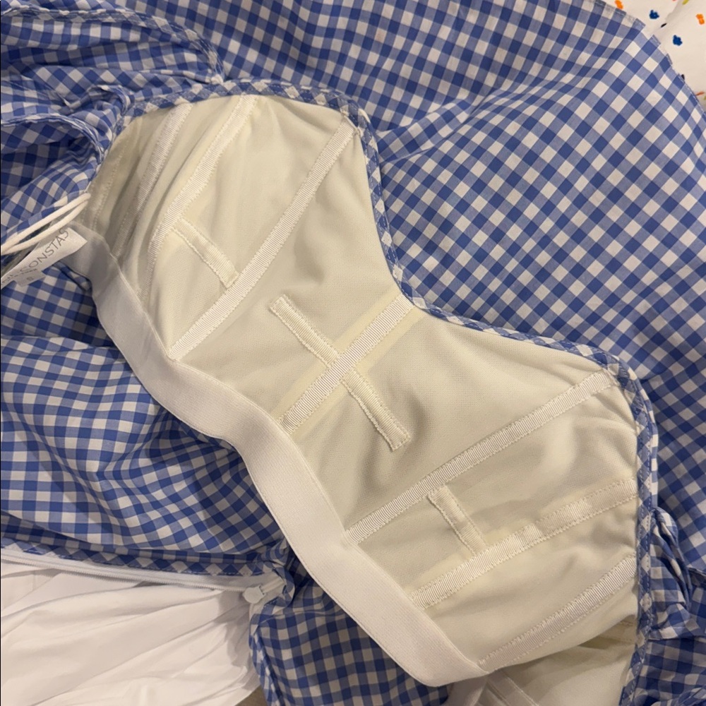 Caroline Constas Gingham Corset Off-Shoulder Top S Bergdorf Goodman Never Worn - Picture 10 of 12